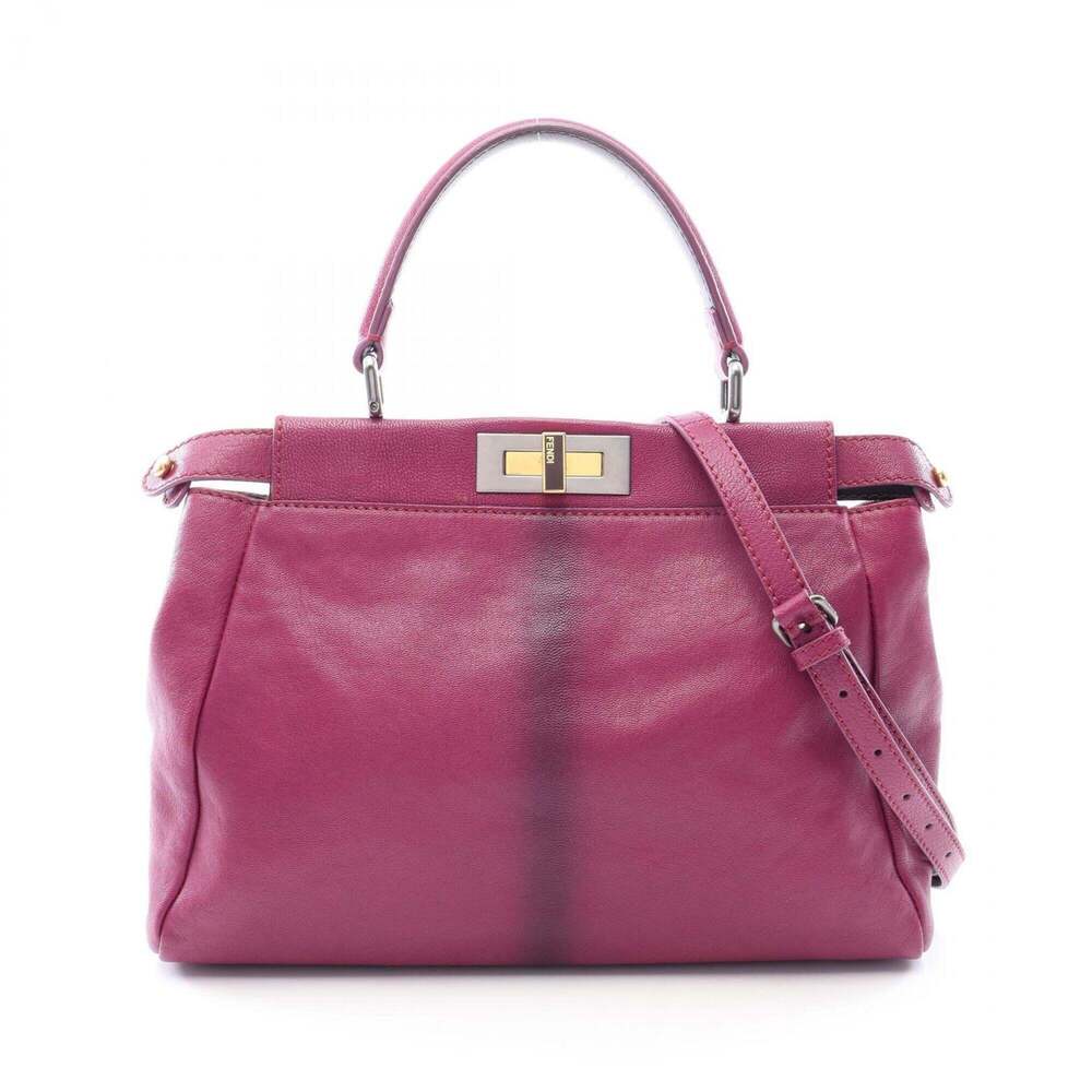 Fendi Peekaboo Regular 2-Way Handbag, Leather, Women's, Purple